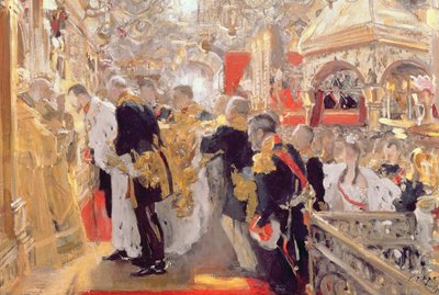 The Crowning of Emperor Nicholas II (1868-1918) in the Assumption Cathedral by Valentin Aleksandrovich Serov
